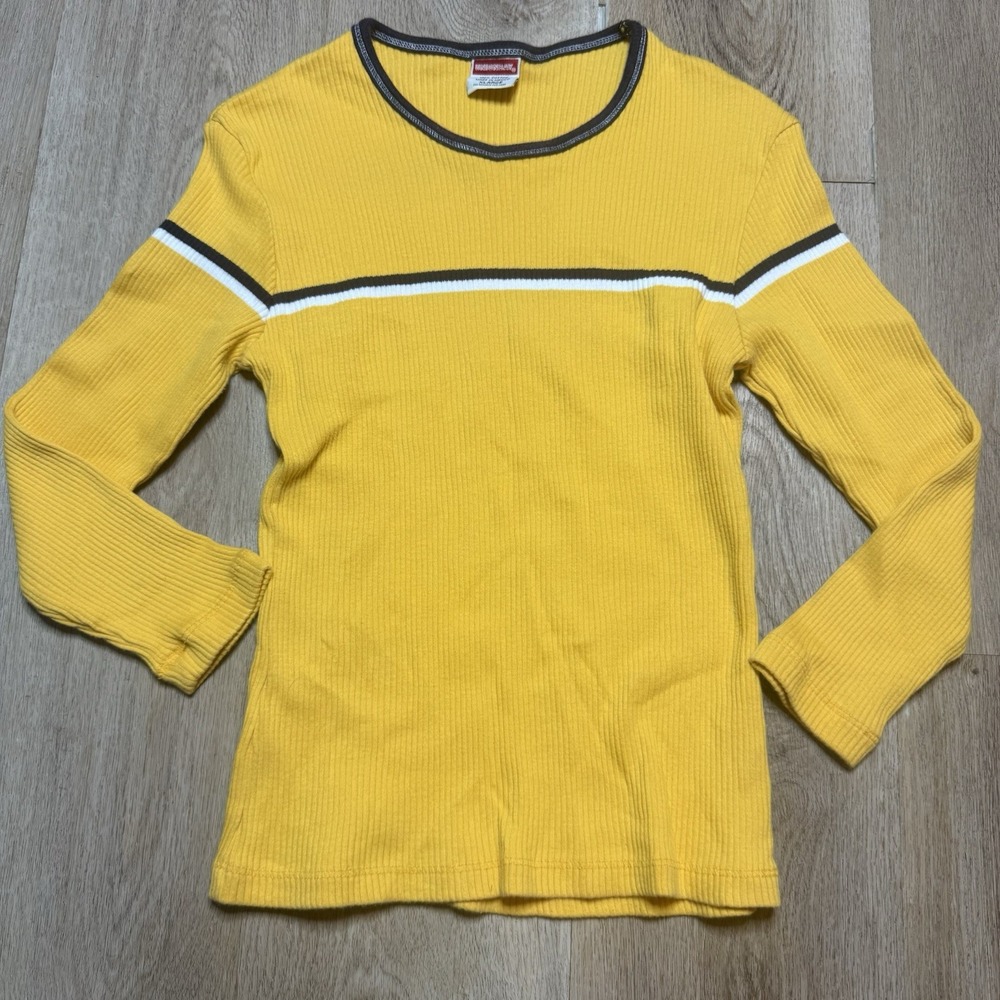 Vintage 90s Y2K Union Bay Top Extra Large‎ Juniors Peach Stripe Skater Stretch T